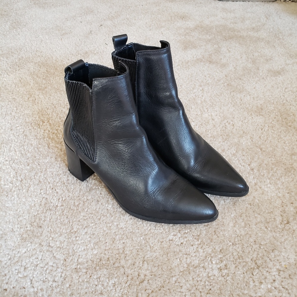 ZARA Black Leather Ankle Boots